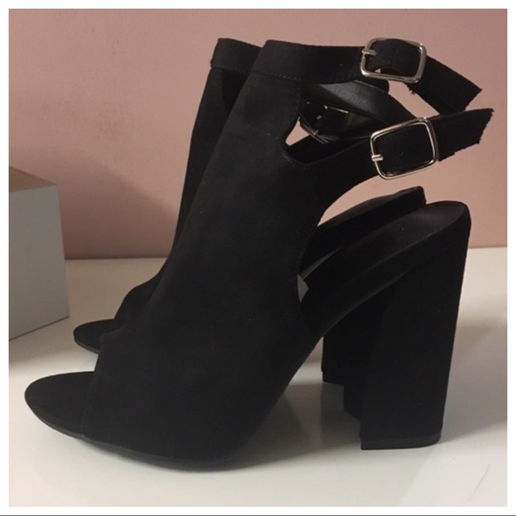 Charlotte Russe Black Peep Toe Booties - Picture 3 of 6